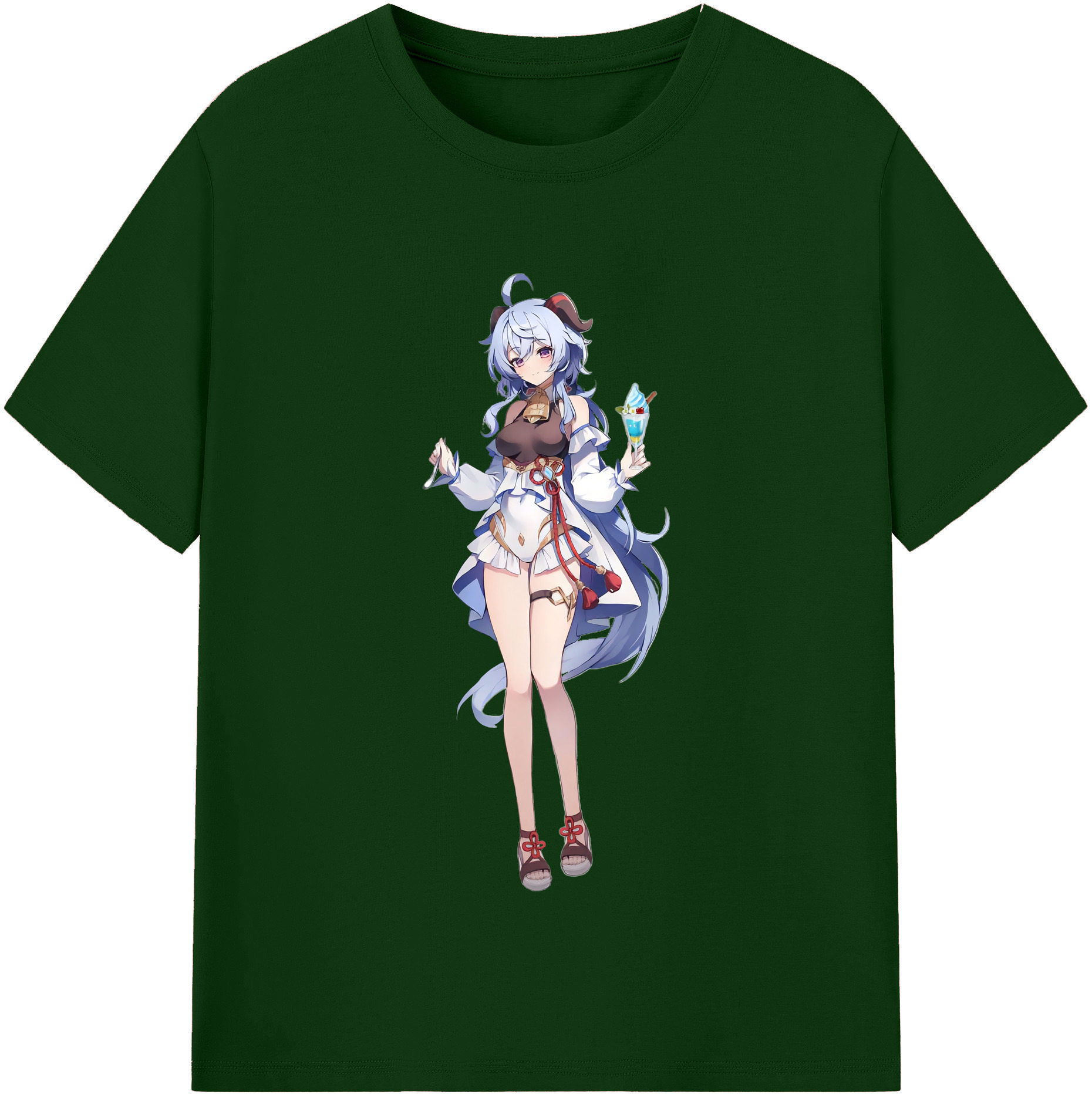 げんし神 甘雨 かんう genshin Ganyu 綿100％半袖Tシャツ（フロントプリント）